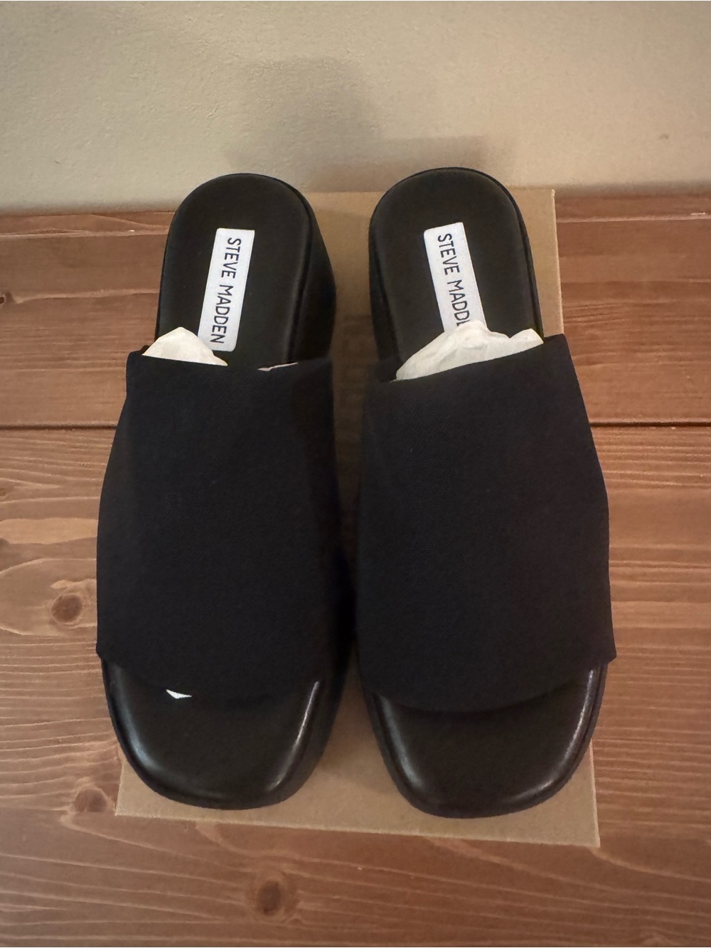 Steve Madden Slinky 3.0 platform Black Wide-Strap Slide Sandals from 2021